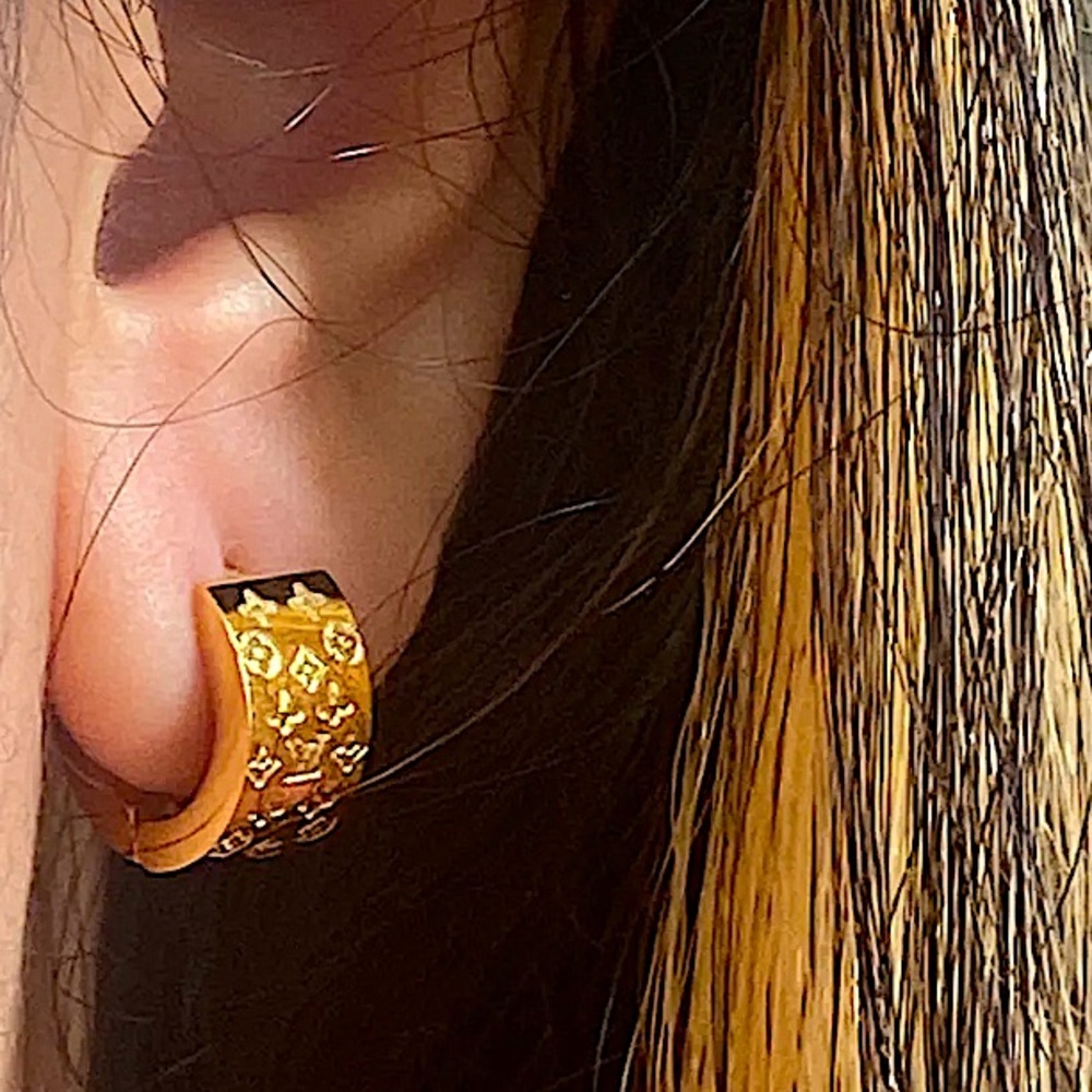 Gold Plated Four Leaf Clover Hoop Luxury Huggies’ Minimalist Earrings